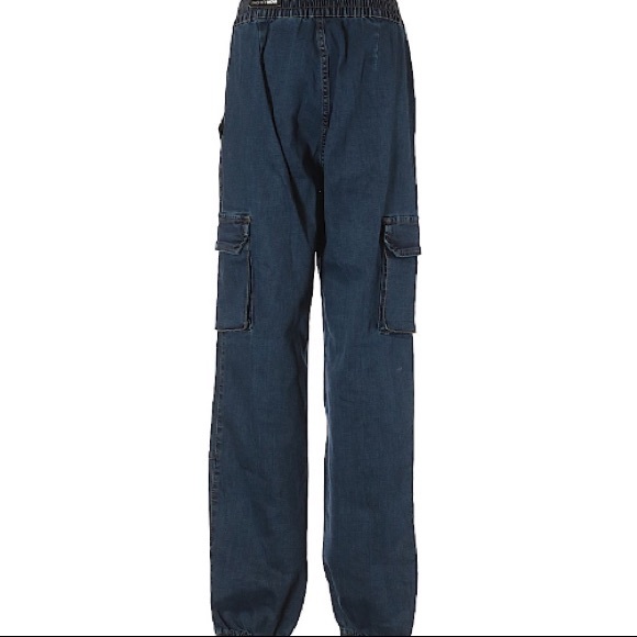 NWT Fashionnova Cargo High Rise Denim Jeans - Picture 2 of 2